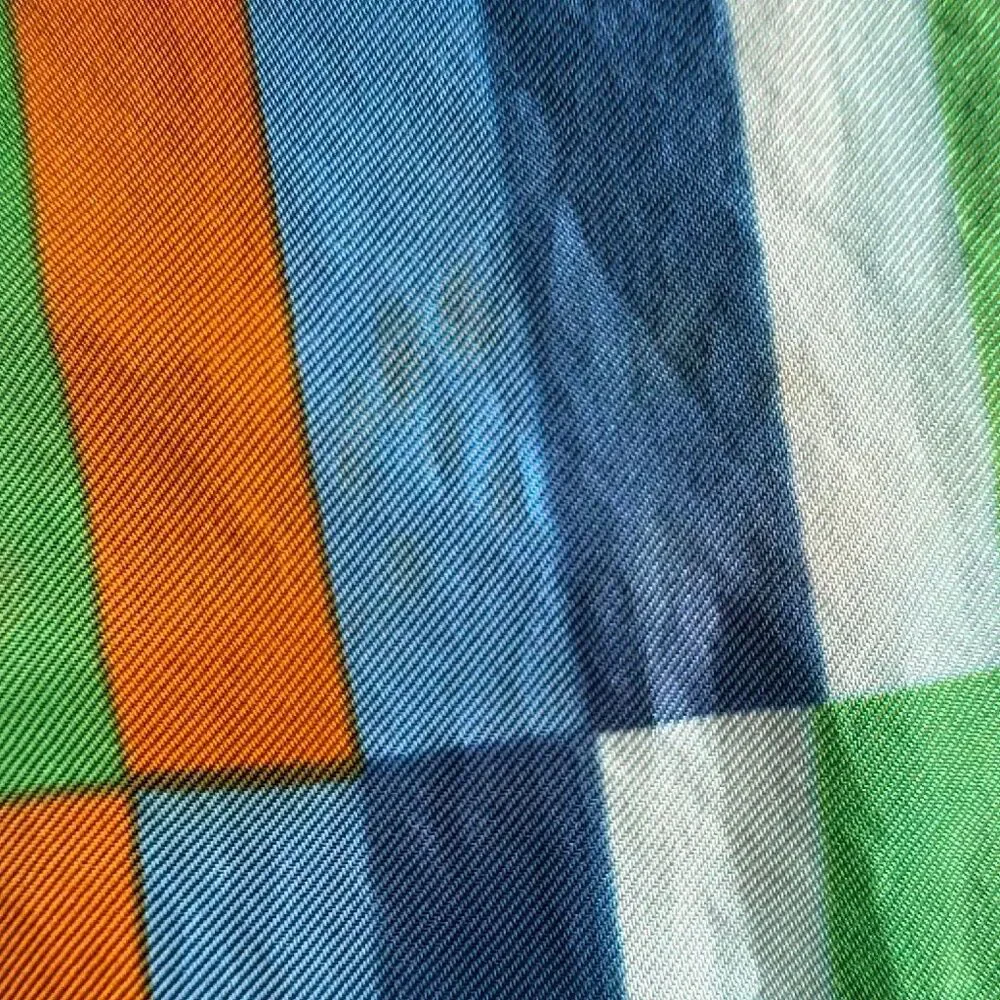 Vera Neumann Silk Scarf Blue Orange Geometric Design